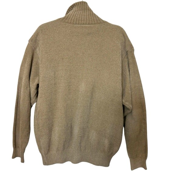 Lord Jeff Mens XL Wool Blend Heavy Knit Tan Sweater Full Zip Suede Shoulder - Picture 6 of 10